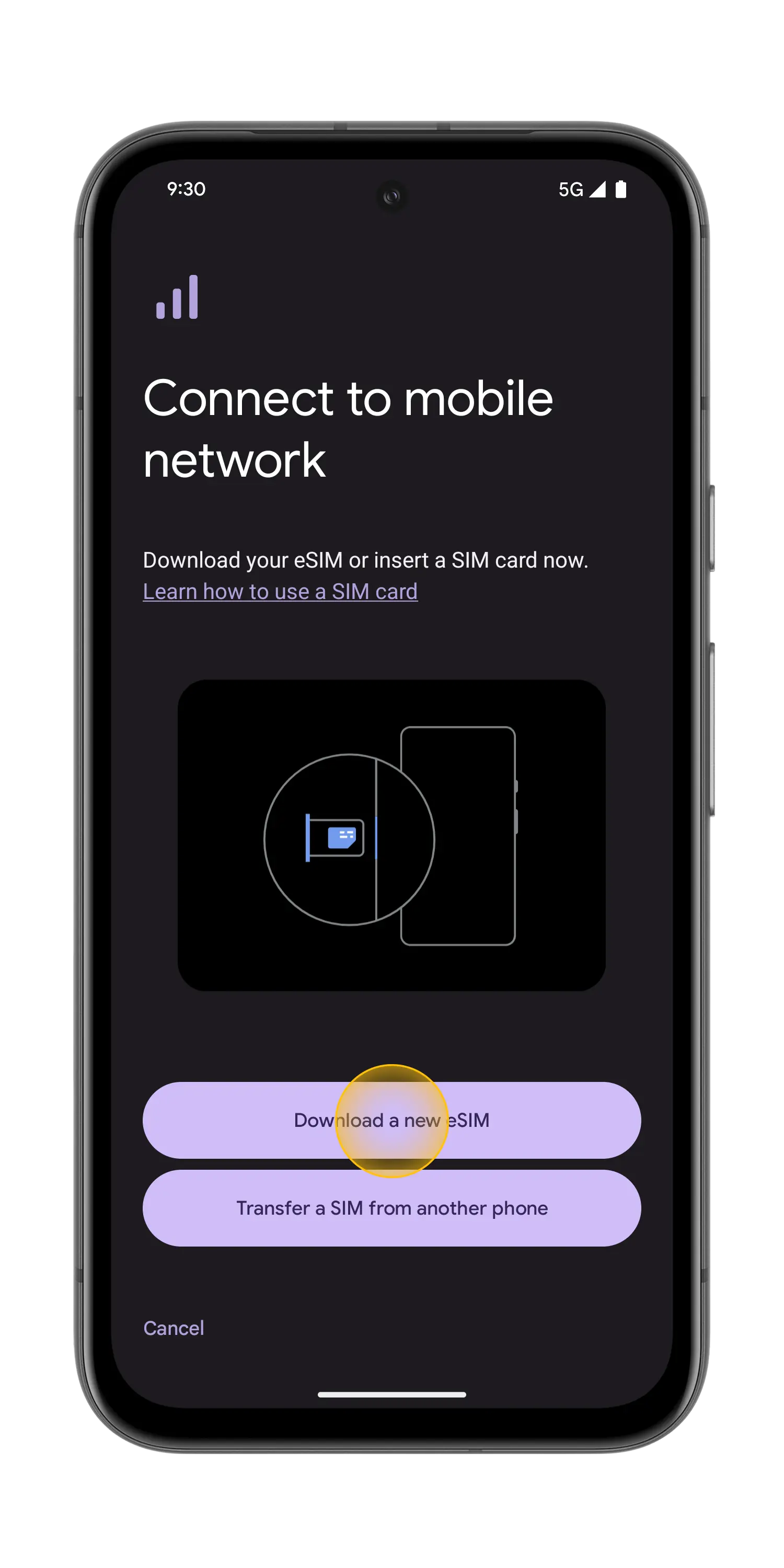 Pixel Step 3: Tap Download eSIM and Scan QR code
