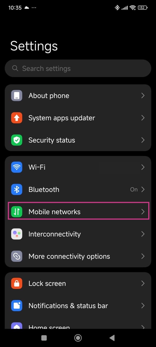 Xiaomi Step 1: Go to Settings > Mobile networks