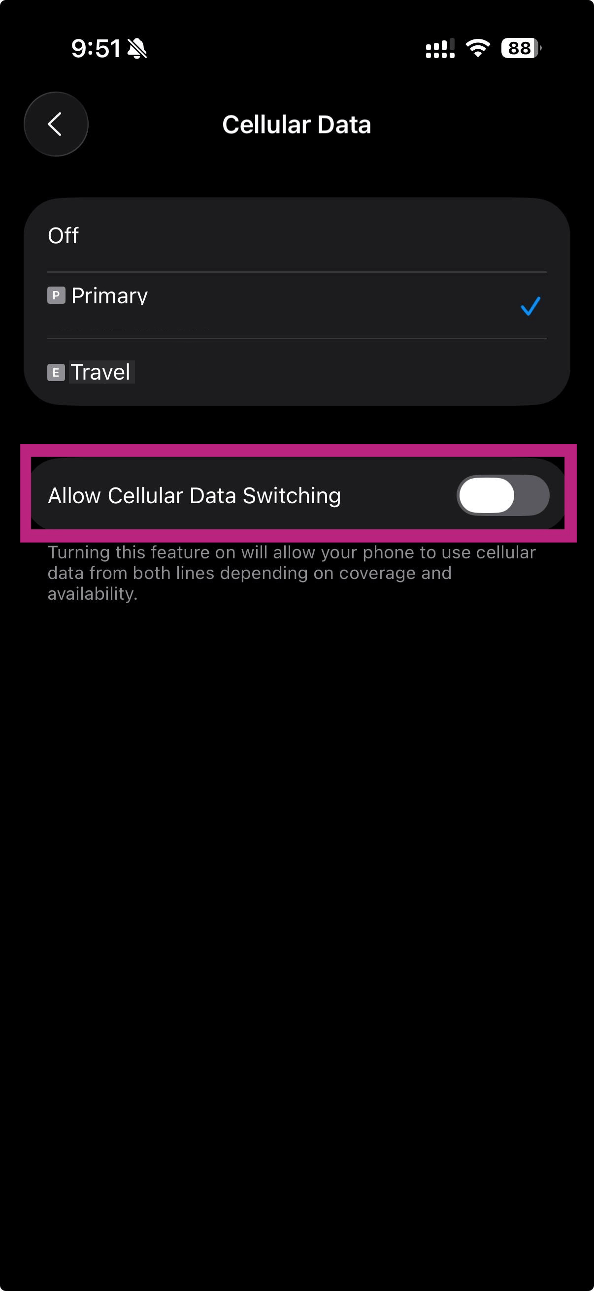 Step 11: Disable Cellular Data Switching